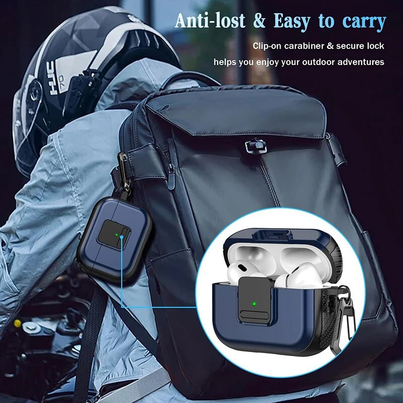 pentru Airpods Pro 2 generație a 2-a 1-a husă cu blocare sigură Husă rigidă de protecție magnetică cu breloc pentru Airpods 3 2