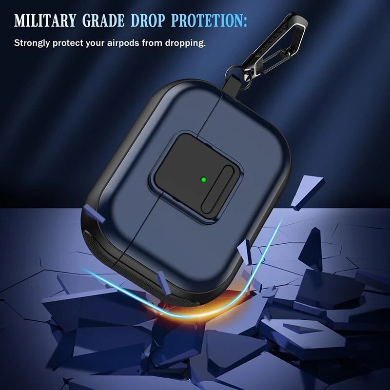 pentru Airpods Pro 2 generație a 2-a 1-a husă cu blocare sigură Husă rigidă de protecție magnetică cu breloc pentru Airpods 3 2