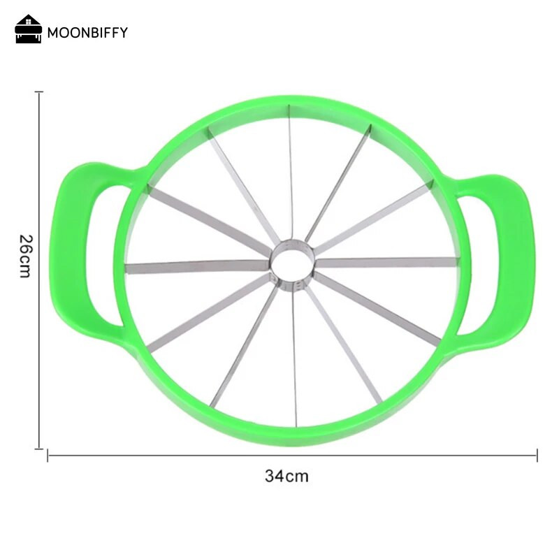 1 vnt. arbūzų pjaustyklė, nerūdijantis plienas, didelio dydžio griežinėliais pjaustytas arbūzas, melionų pjaustyklė, vaisių daliklis, virtuvės įtaisai