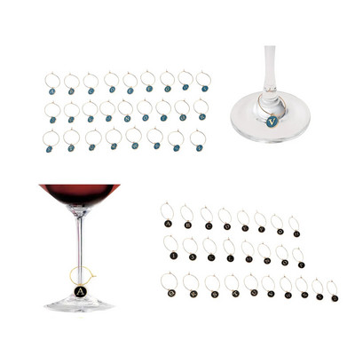 26db/készlet AZ ábécé betűk borospohár jelölő ivópohár azonosító címke pohár címke bárhoz esküvői kellék party dekoráció
