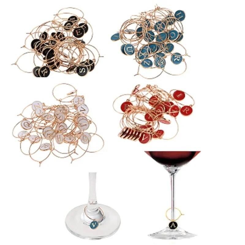 26 vnt./rinkinys AZ abėcėlės raidės Vyno taurės žymeklis Stiklinės Identifikacinės taurės etiketė baro vestuvių reikmenų vakarėlio dekoravimui