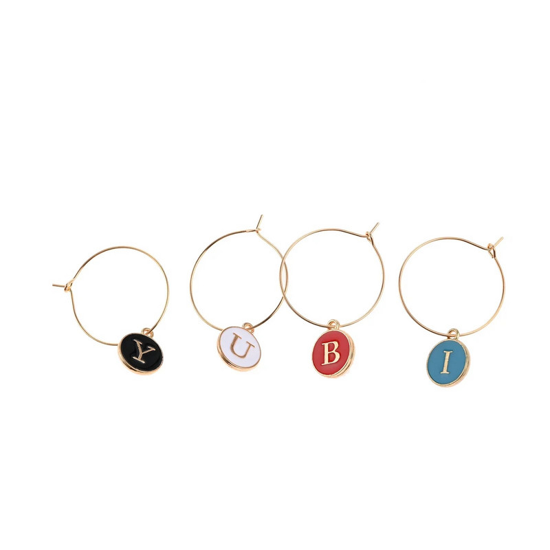 26 vnt./rinkinys AZ abėcėlės raidės Vyno taurės žymeklis Stiklinės Identifikacinės taurės etiketė baro vestuvių reikmenų vakarėlio dekoravimui