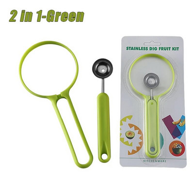 3 komada set žlica za kuglice dinje, set oblika noža, 3 u 1 žlica za voće od nehrđajućeg čelika, set alata za rezbarenje voća, rezač lubenice