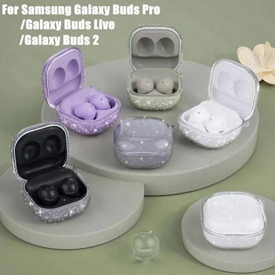 Блестящ прозрачен калъф за Samsung Galaxy Buds Pro/Live Мек силиконов прозрачен калъф против падане за слушалки за Galaxy Buds Pro 2 Cover