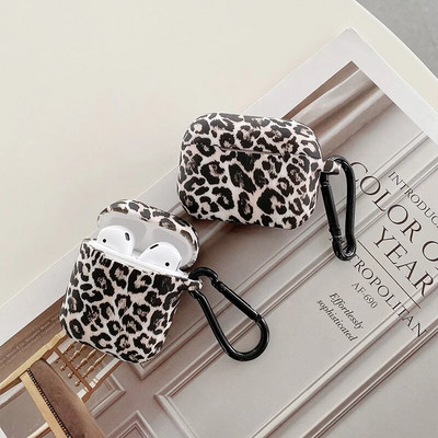 Leopard Print ausinių dėklas, skirtas Airpods Pro 2 USB C silikoninis apsauginis dangtelis Apple Airpods 3 3 kartos apvalkalas su kabliuku