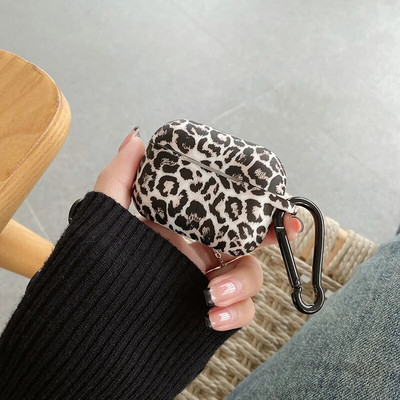 Leopard Print ausinių dėklas, skirtas Airpods Pro 2 USB C silikoninis apsauginis dangtelis Apple Airpods 3 3 kartos apvalkalas su kabliuku