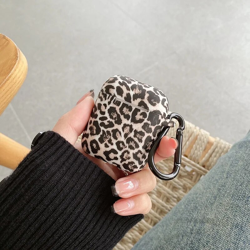 Leopard Print ausinių dėklas, skirtas Airpods Pro 2 USB C silikoninis apsauginis dangtelis Apple Airpods 3 3 kartos apvalkalas su kabliuku
