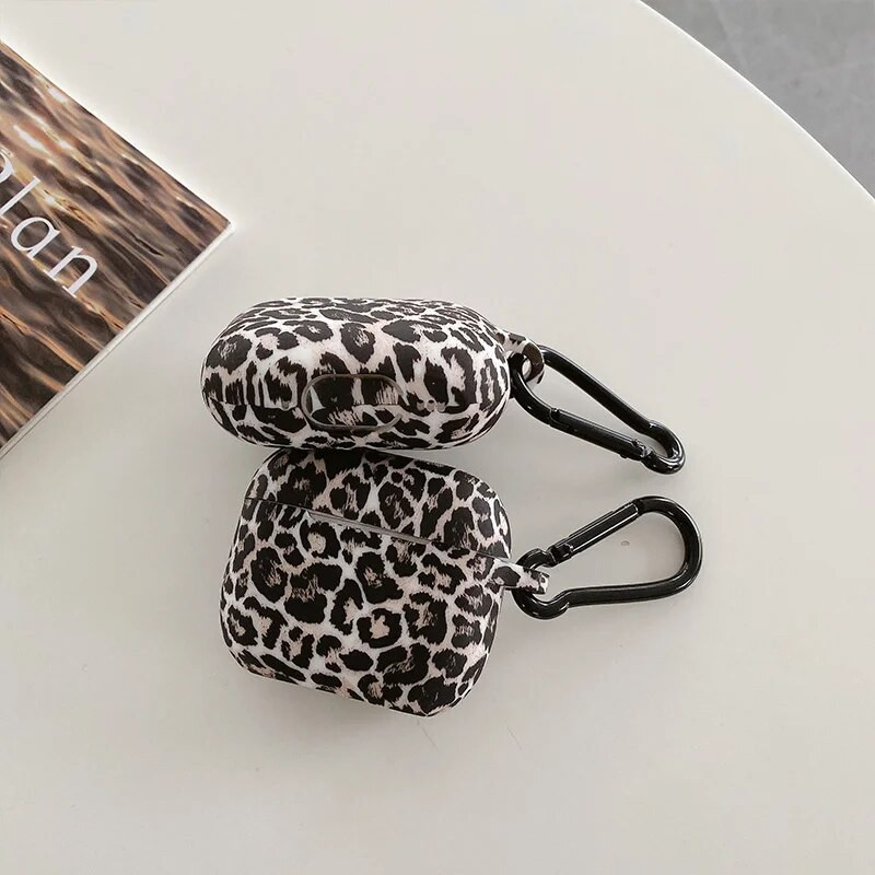 Leopard Print ausinių dėklas, skirtas Airpods Pro 2 USB C silikoninis apsauginis dangtelis Apple Airpods 3 3 kartos apvalkalas su kabliuku