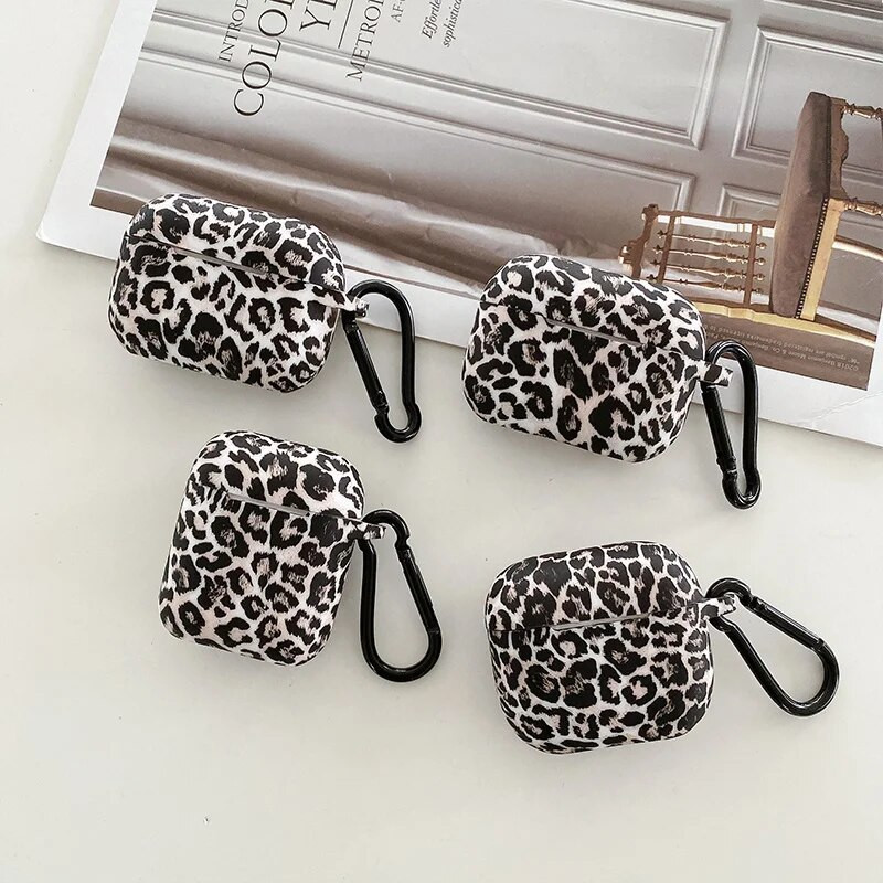 Leopard Print ausinių dėklas, skirtas Airpods Pro 2 USB C silikoninis apsauginis dangtelis Apple Airpods 3 3 kartos apvalkalas su kabliuku