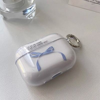 Корейски прозрачен калъф с възел за Airpods Pro 2 2nd Earphone Charging Box Bag Cover For Airpod 1/2/3 Soft TPU Shell