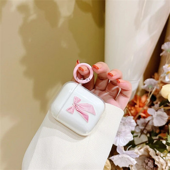 INS Korea Χαριτωμένη 3D ροζ φιόγκος διαφανής θήκη για AirPods Pro 3 2 1 Θήκη ακουστικών Κομψό, μαλακό προστατευτικό κάλυμμα σιλικόνης Funda