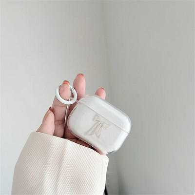 INS Korea mielas 3D rožinis lankelis permatomas dėklas, skirtas AirPods Pro 3 2 1 ausinių dėklas Stilingas minkštas silikoninis apsauginis dangtelis Funda