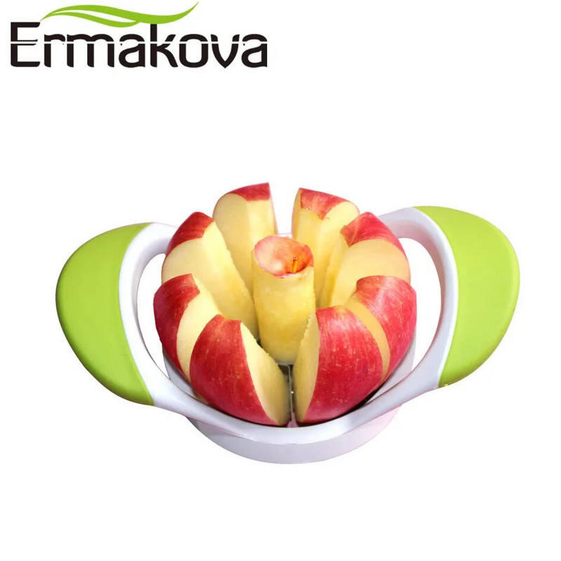 ERMAKOVA õunaviilutaja 8 viiluga roostevabast terasest pirnisüdamiku jagaja kiilulõikur Easy Grip roostekindel puuviljavidin