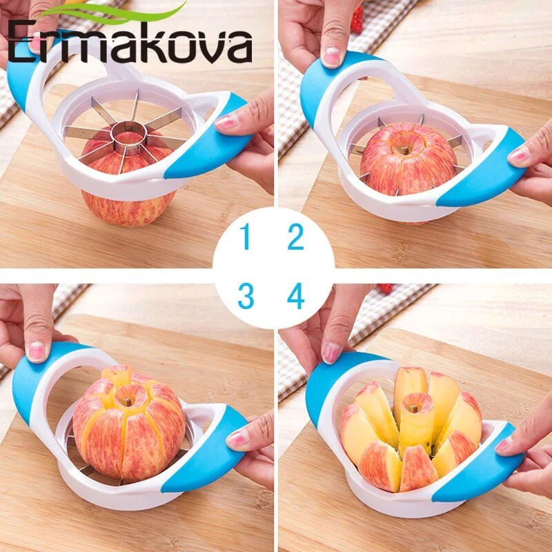 ERMAKOVA õunaviilutaja 8 viiluga roostevabast terasest pirnisüdamiku jagaja kiilulõikur Easy Grip roostekindel puuviljavidin