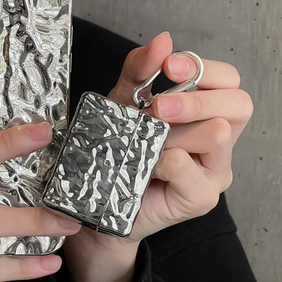 Sidabrinis raukšlių dėklas, skirtas „AirPods 3 Pro 2“ ausinių dėklas, skirtas „Apple AirPod 1/2/3“ minkštai padengtas apsauginis dangtelis