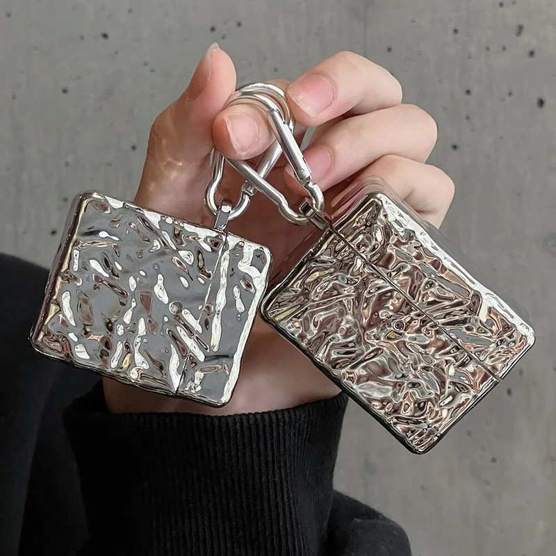 Sidabrinis raukšlių dėklas, skirtas „AirPods 3 Pro 2“ ausinių dėklas, skirtas „Apple AirPod 1/2/3“ minkštai padengtas apsauginis dangtelis