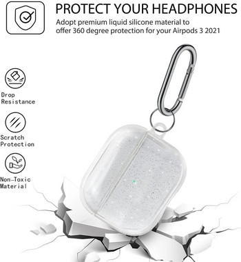 Bling Glitter Мек калъф за слушалки за Apple Airpods Pro 2 2022 2-ро поколение Air Pods 3 2 1 3-то поколение Капак с ключодържател