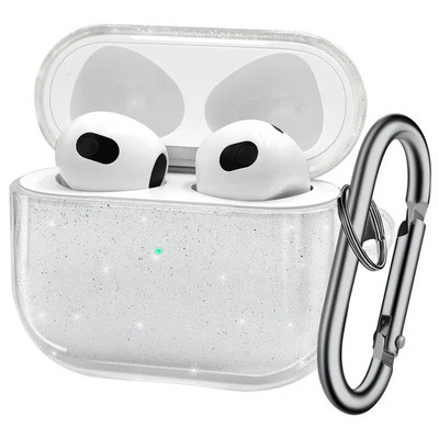 „Bling Glitter“ minkštas ausinių dėklas, skirtas „Apple Airpods Pro 2 2022“ 2 kartos „Air Pods“ 3 2 1 3 kartos dangtelis su raktų pakabuku