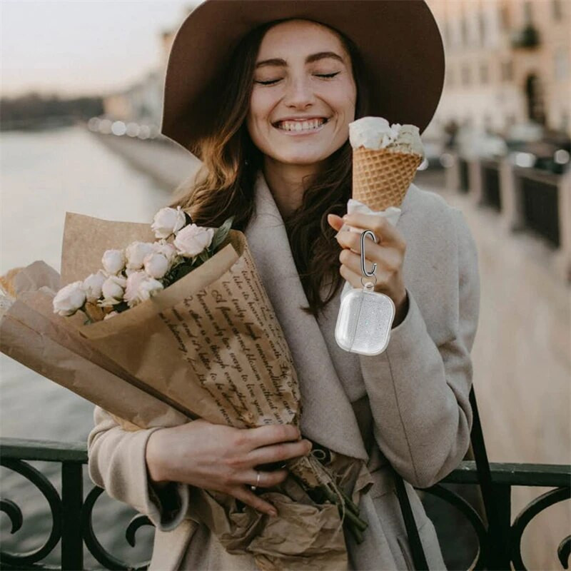 Bling Glitter mekana torbica za slušalice za Apple Airpods Pro 2 2022 2. generacije Air Pods 3 2 1 3. generacije navlaka s privjeskom