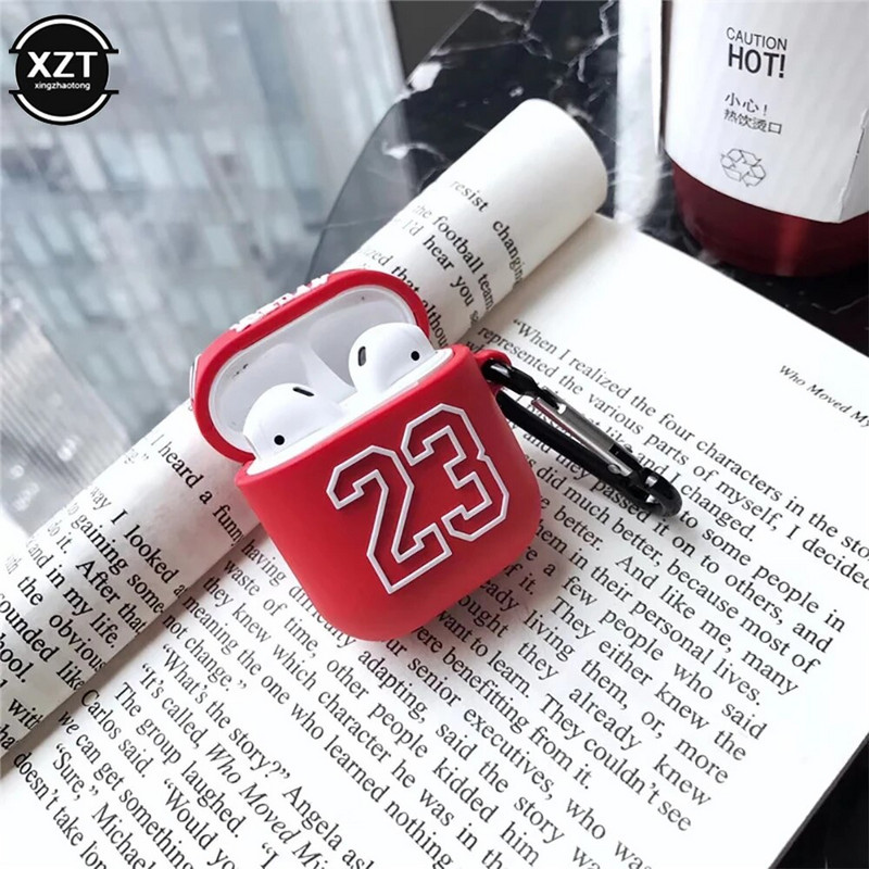 Animacinio filmo Nr. 23 trikotažo minkštas silikoninis ausinių dangtelis, tinkamas Apple AirPods 2 apsauginiam belaidžių Bluetooth ausinių dangteliui