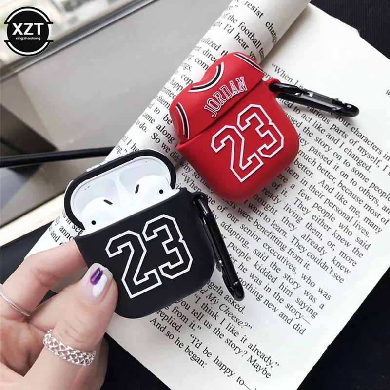 Animacinio filmo Nr. 23 trikotažo minkštas silikoninis ausinių dangtelis, tinkamas Apple AirPods 2 apsauginiam belaidžių Bluetooth ausinių dangteliui