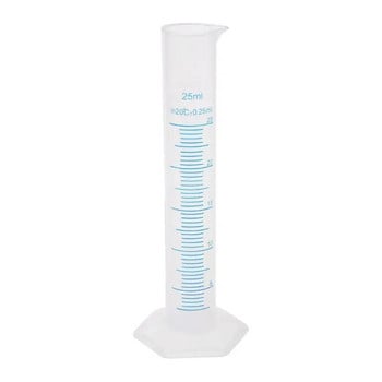 Прозрачен бял пластмасов градуиран цилиндър за измерване на течности за лабораторни консумативи Лабораторни инструменти 10 ml, 25 ml, 50 ml, 100 ml, 250 ml, 500 ml