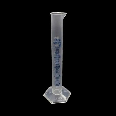 Läbipaistev valge plastikust vedeliku mõõtmise silinder laboritarvikute jaoks, laboritööriistad 10 ml, 25 ml, 50 ml, 100 ml, 250 ml, 500 ml