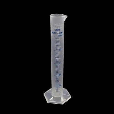 Läbipaistev valge plastikust vedeliku mõõtmise silinder laboritarvikute jaoks, laboritööriistad 10 ml, 25 ml, 50 ml, 100 ml, 250 ml, 500 ml