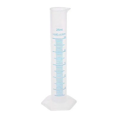 Läbipaistev valge plastikust vedeliku mõõtmise silinder laboritarvikute jaoks, laboritööriistad 10 ml, 25 ml, 50 ml, 100 ml, 250 ml, 500 ml