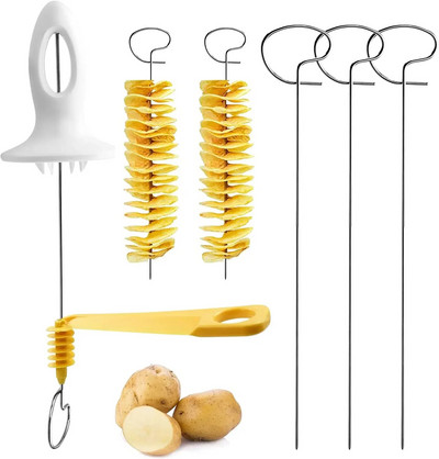 3 stīgu pagriežams kartupeļu griezējs, savīti kartupeļu šķēlīšu griezējs, spirāle, DIY rokasgrāmata, radoša virtuves sīkrīki, dārzeņi, spirālveida nazis