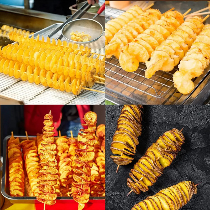 Tăiător de cartofi cu rotire cu 3 șiruri Cuțit de cartofi răsucite în spirală Manual DIY Articole creative de bucătărie Cuțit în spirală pentru legume