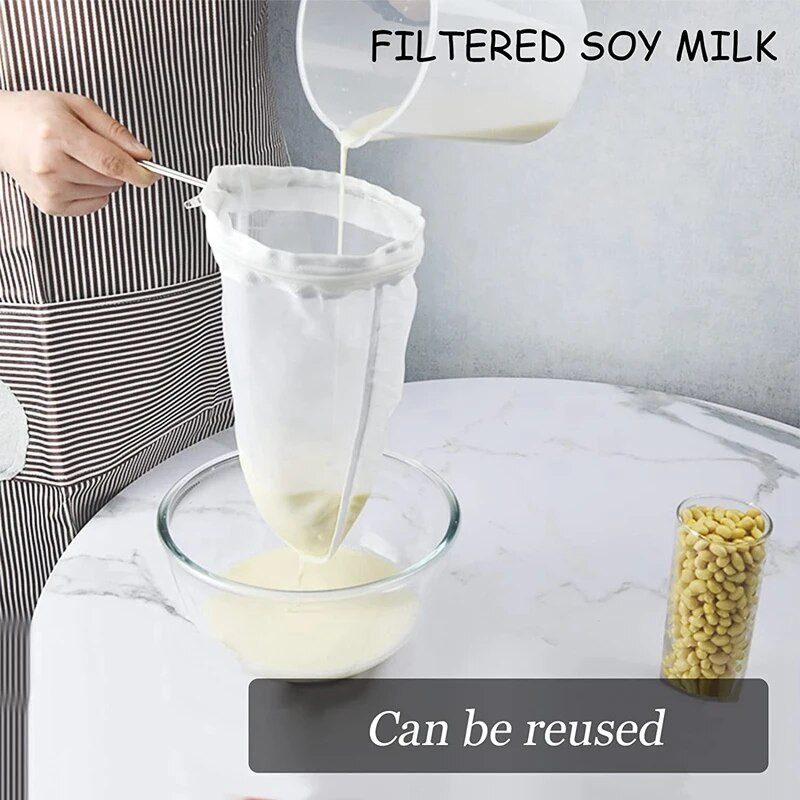 Itin smulkaus tinklelio sietelio maišelis su užtrauktuku, smulkaus tinklelio sieteliai su sustiprintu rėmu ir tvirta rankena, riešutų pieno maišeliai