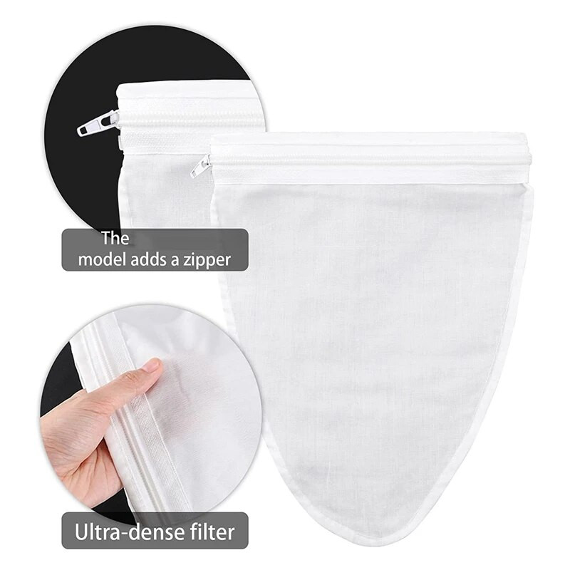 Itin smulkaus tinklelio sietelio maišelis su užtrauktuku, smulkaus tinklelio sieteliai su sustiprintu rėmu ir tvirta rankena, riešutų pieno maišeliai