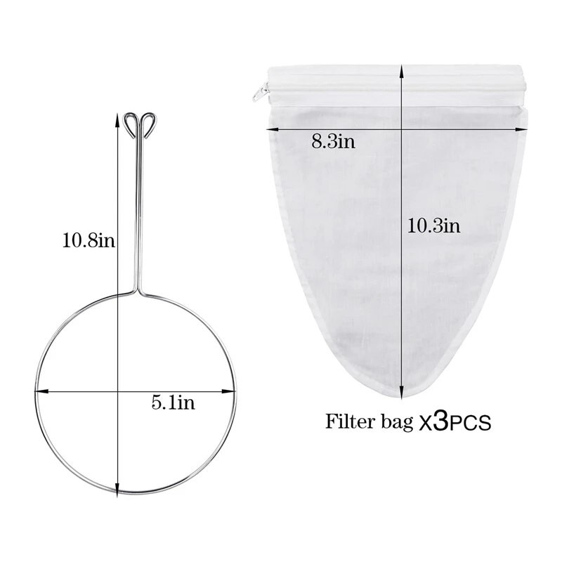 Itin smulkaus tinklelio sietelio maišelis su užtrauktuku, smulkaus tinklelio sieteliai su sustiprintu rėmu ir tvirta rankena, riešutų pieno maišeliai