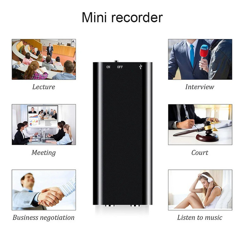 Επαγγελματικό Mini 8GB 16GB 32GB Voice Digital Audio Voice Recorder Mp3 Player 3 σε 1 Αποθήκευση μνήμης 192Kbps Εγγραφή WAV