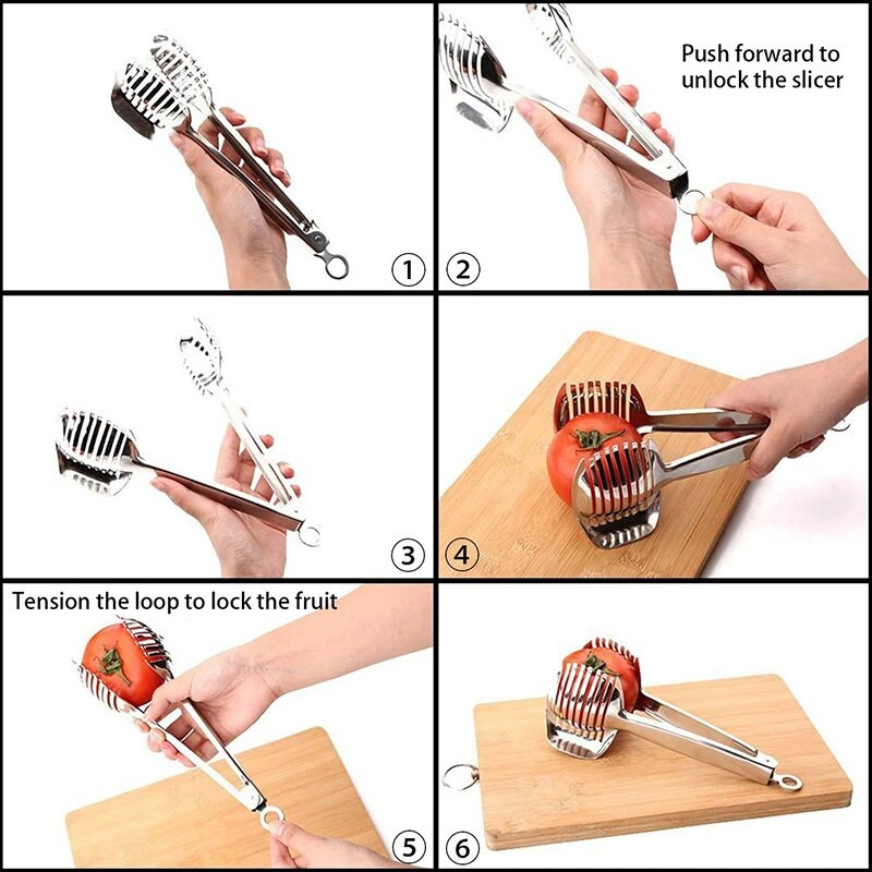 Aliuminio lydinio citrinų pjaustyklė Daugiafunkcis rankinis pomidorų pjaustytuvas apvalios vaisių žnyplės svogūnų laikiklis Citrinų kivių vaisių pjaustyklė