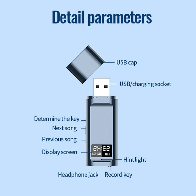 8GB 16GB USB įrašymo rašiklis mini garso įrašymo įrenginys Triukšmo mažinimo ilgas įrašymo rašiklis Skaitmeninis garso įrašymo įrenginys MP3 muzikos grotuvas