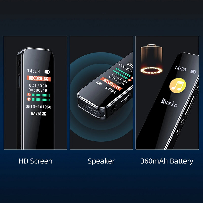 Professionaalne digitaalne helisalvesti 32G pikamaa helisalvestus MP3-mängija müra vähendamise salvestustugi TFCcard
