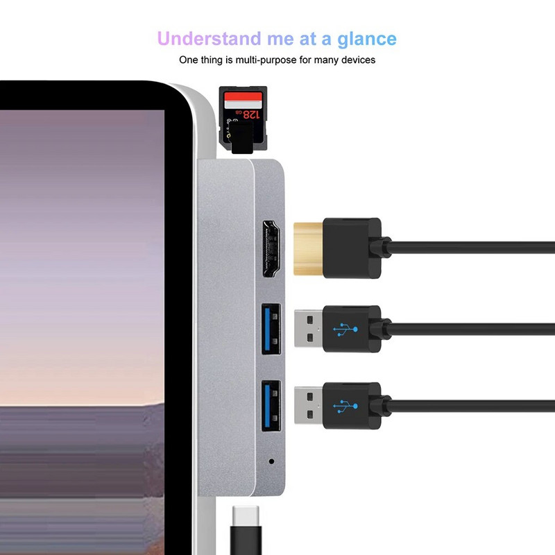 USB C elosztó Microsoft Surface Pro X 8 9 C típusú dokkolóadapter USB 3.0 HDMI TF SD kártyaolvasó laptop dokkoló állomások osztó