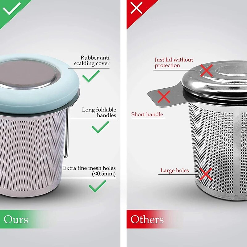 Arbatos infuzinis nerūdijančio plieno arbatos sietelis sulankstoma rankena arbatos filtras ypač smulkaus tinklelio sietelio virimo krepšelis