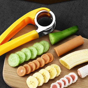 Εγχειρίδιο 1PC Kitchen Gadgets Μπανάνα Slicer Sausage Chopper Φρούτα Κόπτης Λαχανικών Αγγούρι Σαλάτα Κόπτης Εργαλείο Μαγειρικής Home Gadget