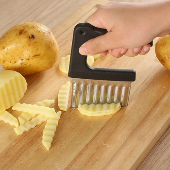 Вълнообразен картофен чипс от неръждаема стомана Резачка за краставици Морков Нож за зеленчуци Резачка за плодово тесто Шредери за храна Кухненски инструменти за готвене