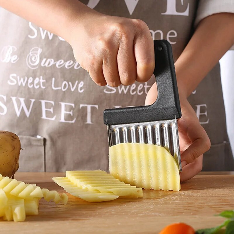 Nerūdijančio plieno banguoti bulvių traškučiai Smulkintuvas Agurkas Morkos Daržovės Peilis Vaisių Tešlos pjaustytuvas Maisto smulkintuvai Virtuvės maisto gaminimo įrankiai