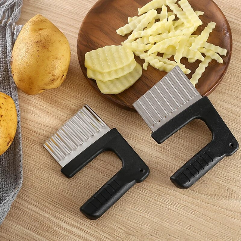 Nerūdijančio plieno banguoti bulvių traškučiai Smulkintuvas Agurkas Morkos Daržovės Peilis Vaisių Tešlos pjaustytuvas Maisto smulkintuvai Virtuvės maisto gaminimo įrankiai