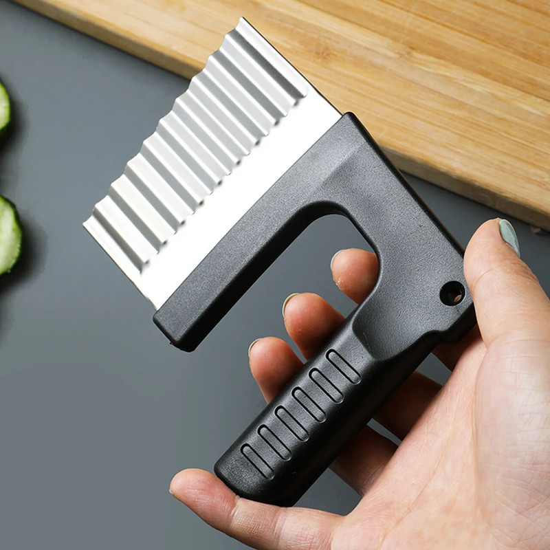 Nerūdijančio plieno banguoti bulvių traškučiai Smulkintuvas Agurkas Morkos Daržovės Peilis Vaisių Tešlos pjaustytuvas Maisto smulkintuvai Virtuvės maisto gaminimo įrankiai