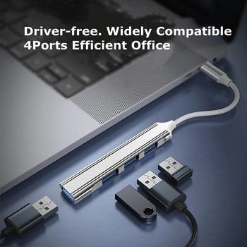 Mini USB Hub Extensions 5Gbps 4 Ports USB Splitter Multiport 3.0 2.0 Adapter Station Data Aluminium High Speed Type C For Laptops