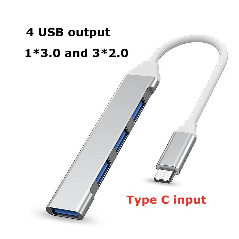 Mini USB hub bővítmények 5 Gbps 4 port USB Splitter Multiport 3.0 2.0 Adapter Station adat alumínium nagy sebességű C típusú laptopokhoz