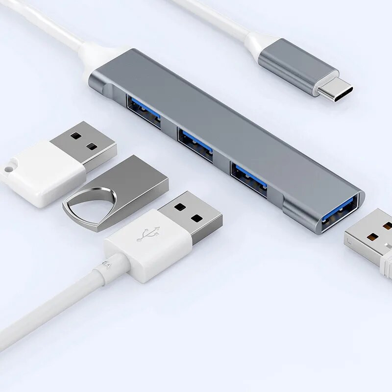 Mini USB hub bővítmények 5 Gbps 4 port USB Splitter Multiport 3.0 2.0 Adapter Station adat alumínium nagy sebességű C típusú laptopokhoz