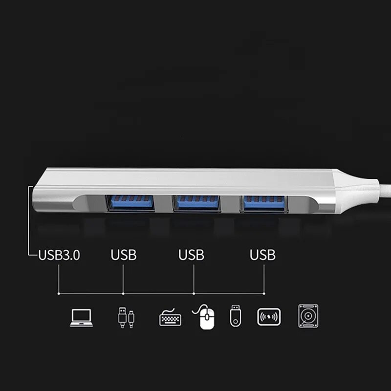 Mini USB hub bővítmények 5 Gbps 4 port USB Splitter Multiport 3.0 2.0 Adapter Station adat alumínium nagy sebességű C típusú laptopokhoz