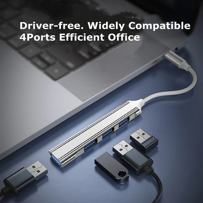 Mini USB hub bővítmények 5 Gbps 4 port USB Splitter Multiport 3.0 2.0 Adapter Station adat alumínium nagy sebességű C típusú laptopokhoz